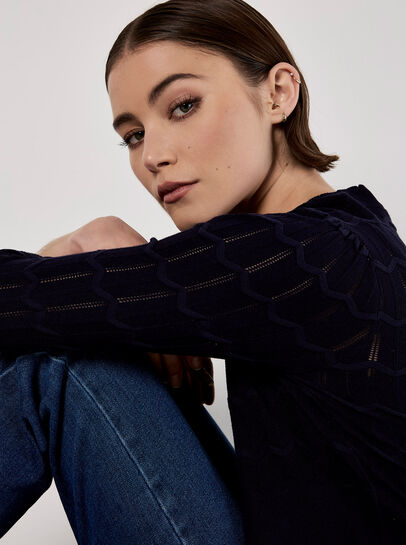 Pointelle Chevron Knit Shrug