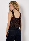 Animal Print Bubble Hem Cami Top, Brown, large