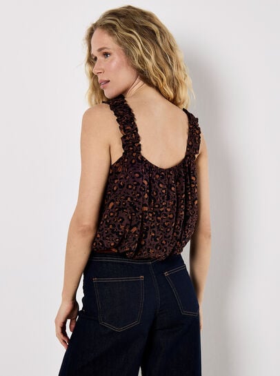 Animal Print Bubble Hem Cami Top