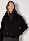 Double Breasted Pea Coat, Black, large
