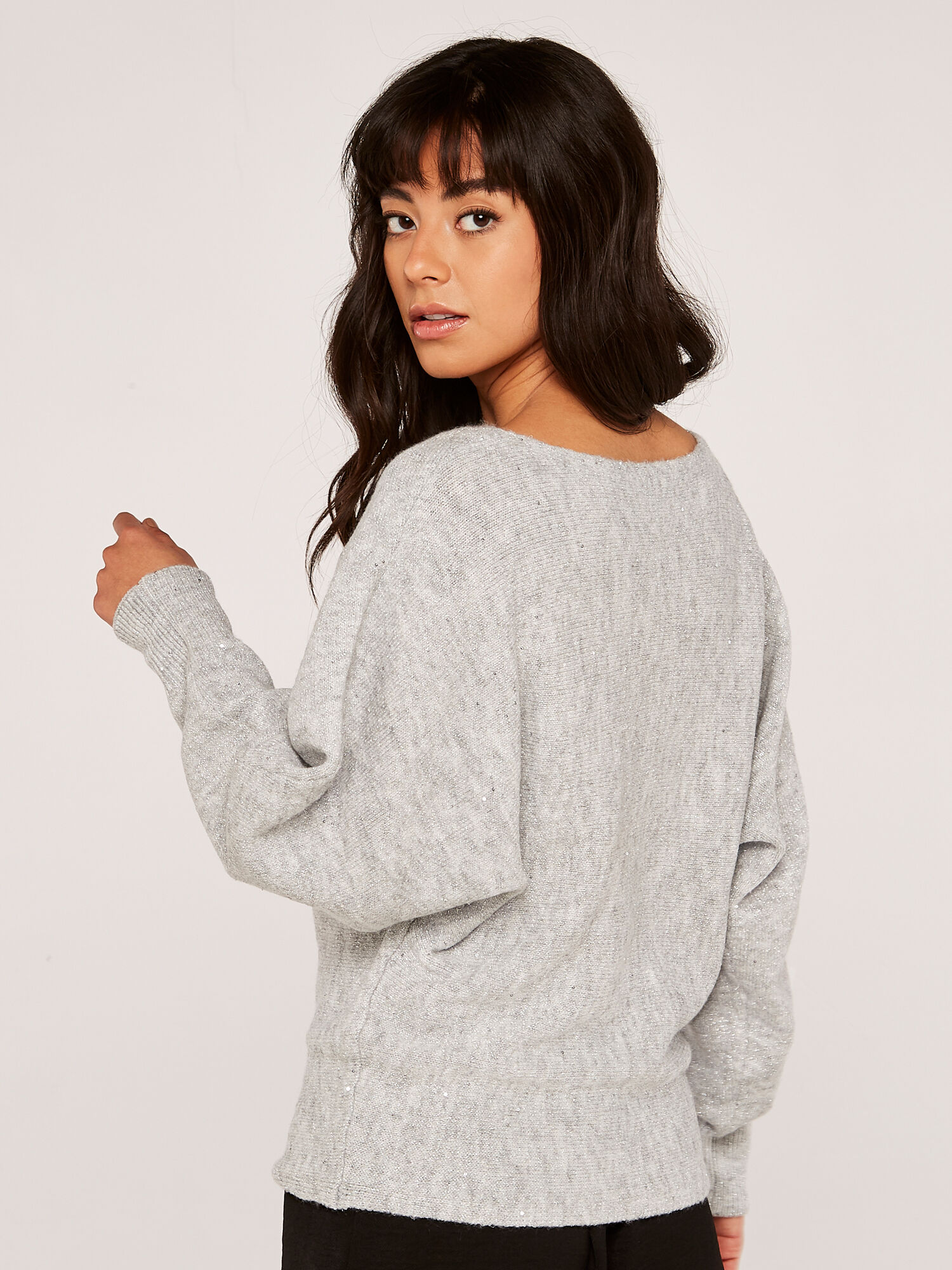 Grey slash sales neck jumper