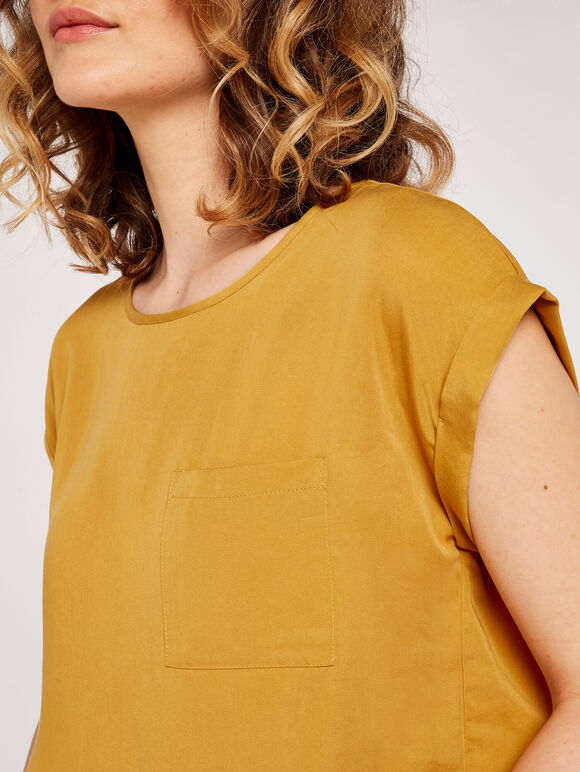 Split Back Tee, Mustard, large