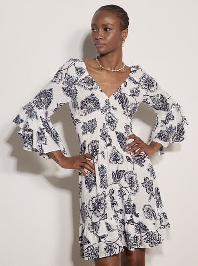 Sarasa Floral Ruffle Mini Dress