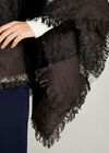 Colourblock Stripe Boucle Poncho, Dark Grey - Charcoal, large