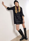 Check Cotton Corduroy Mini Dress, Grey, large