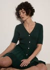 Ribbed Knit Fit And Flare Mini Dress, Green, large
