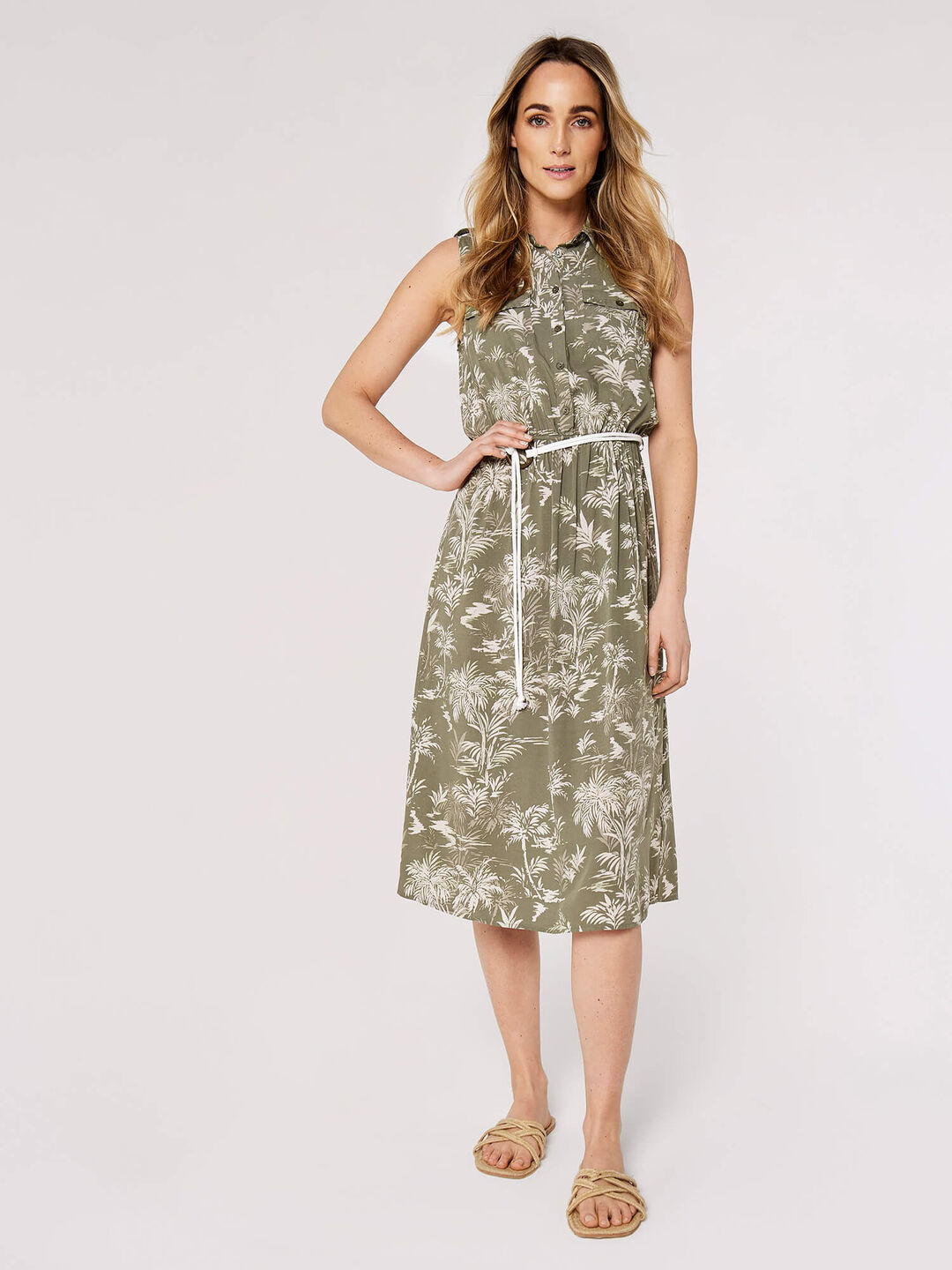 Palm Scene Midi Dress