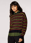 Plaited Knit Stripe Jumper , Black, large