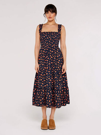 Ditsy Smocked Midi Dress