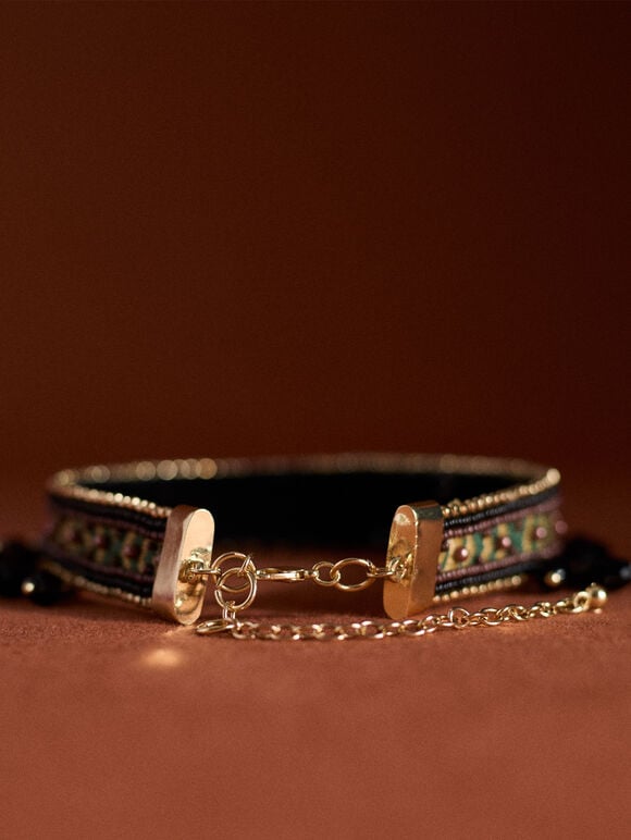 Beaded Stone Choker Necklace, Assorted, large