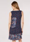 Paisley Mix-Match Mini Dress, Navy, large