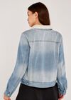 Denim Teddy Fur Lined Jacket, Blue, large