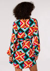 Retro Geometric Mini Dress, Aqua - Turquoise, large