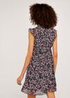 Floral Ruffle Dress, Navy, large