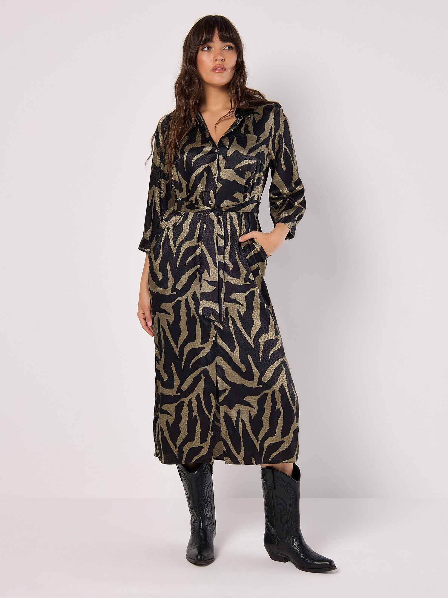 Satin zebra dress top