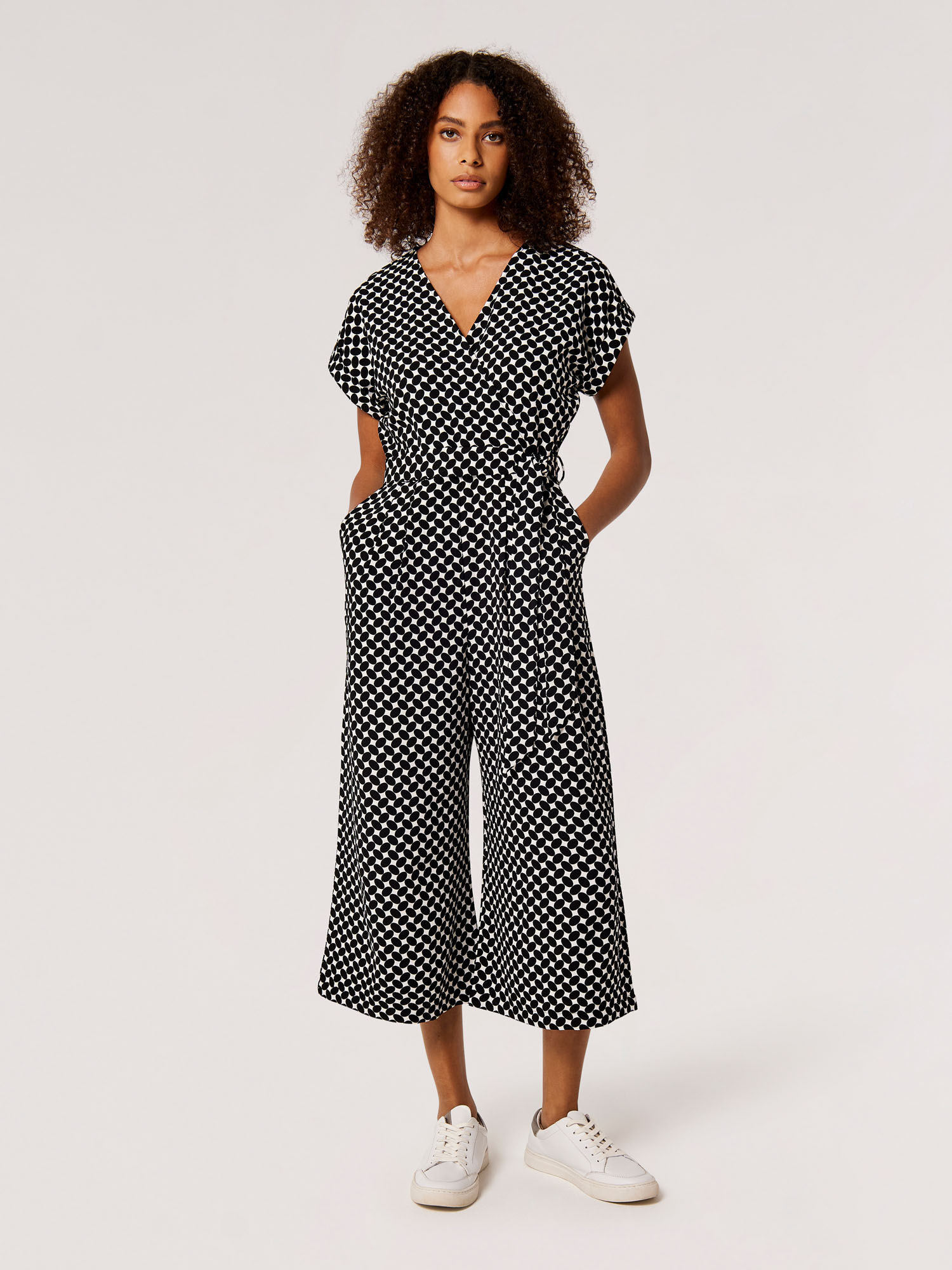 Black and white culotte jumpsuit sales