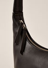 Shoulder Leather Bag, Black, large