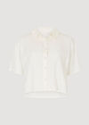 Linen Blend Boxy Shirt, Cream, large