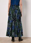 Floral Patchwork Crinkle Wide-Leg Trousers, Navy, large