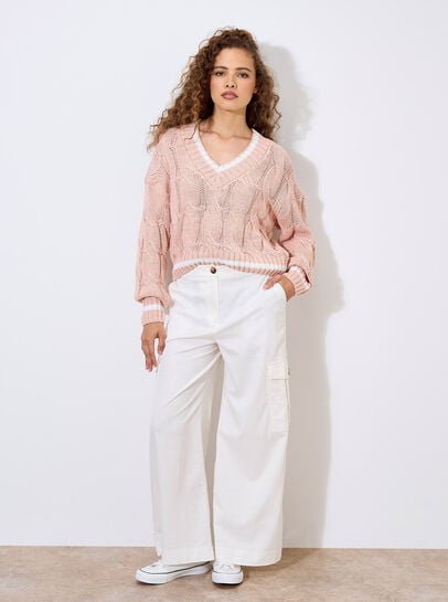 Cropped Cable Cricket Jumper
