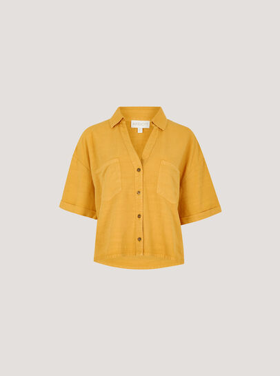 Open Collar Cropped Shirt