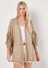 Slub Shimmer Fringe Cover-Up Cardigan, Stone, groß