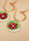 Hand Painted Ceramic Hoop Earrings, Green, large