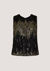 Sequin Fringe Top, Black, large