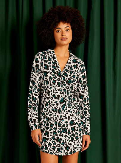 Cheetah Print Night Shirt Dress