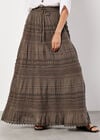 Cotton Crochet Lace Tiered Maxi Skirt, Khaki, large