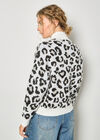 Sequin Leopard Print Jumper, White, large