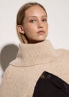 Fisherman Knit Cape Bolero, Stone, large