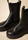 Chunky Leather Platform Boots, Black, large