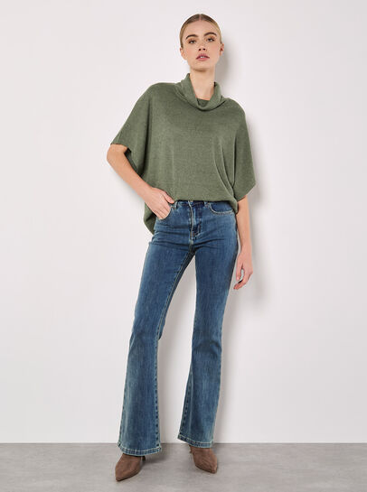 Roll Neck Ribbed Cape