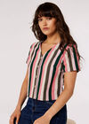 Vertical Striped Buttoned Top, Pink, large