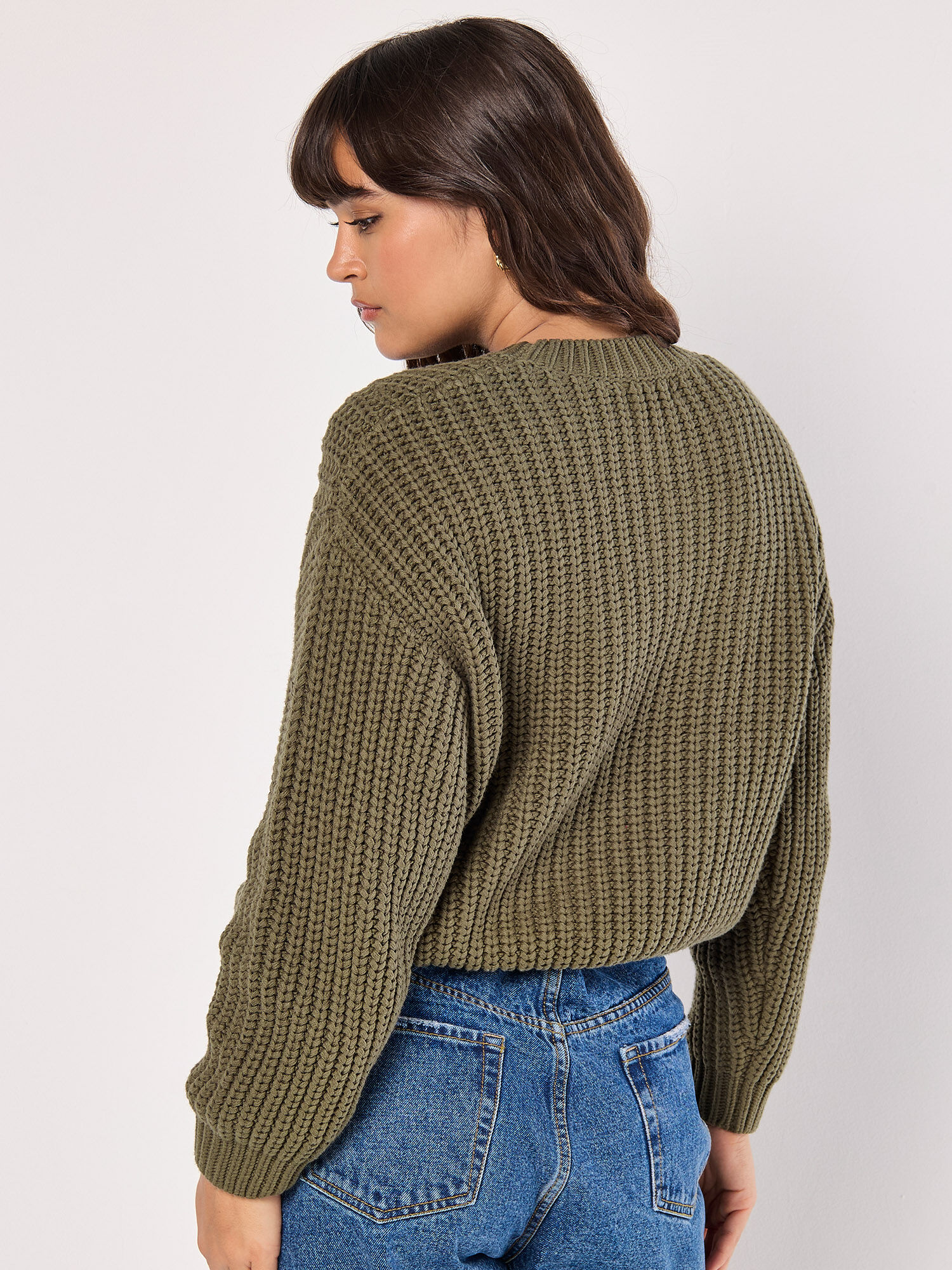 Chunky Cable Knit Jumper Apricot Clothing