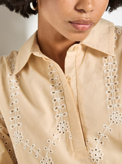 Broderie Anglaise Cotton Swing Mini Dress