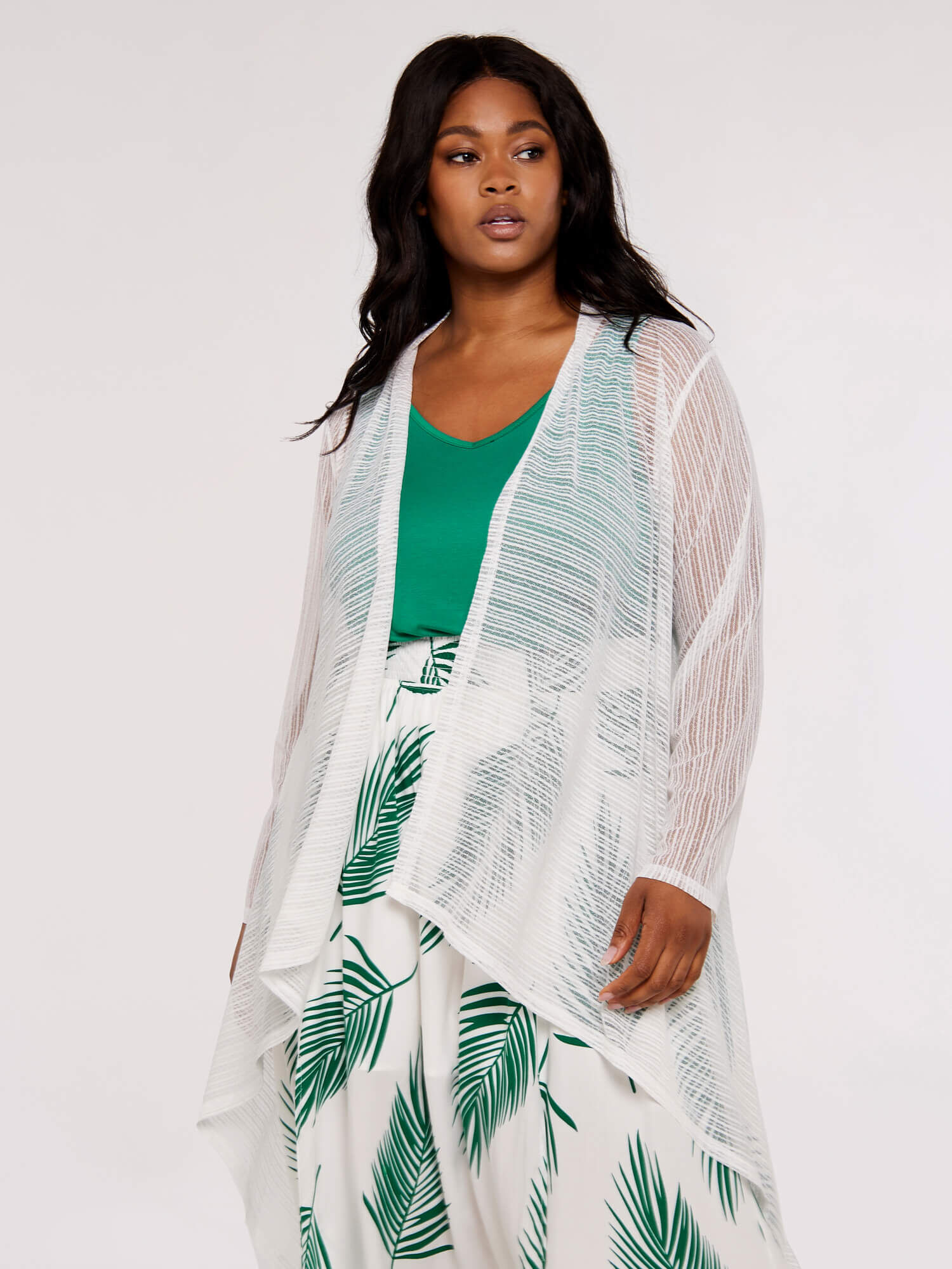 Curve Mesh Waterfall Cardigan | Apricot UK