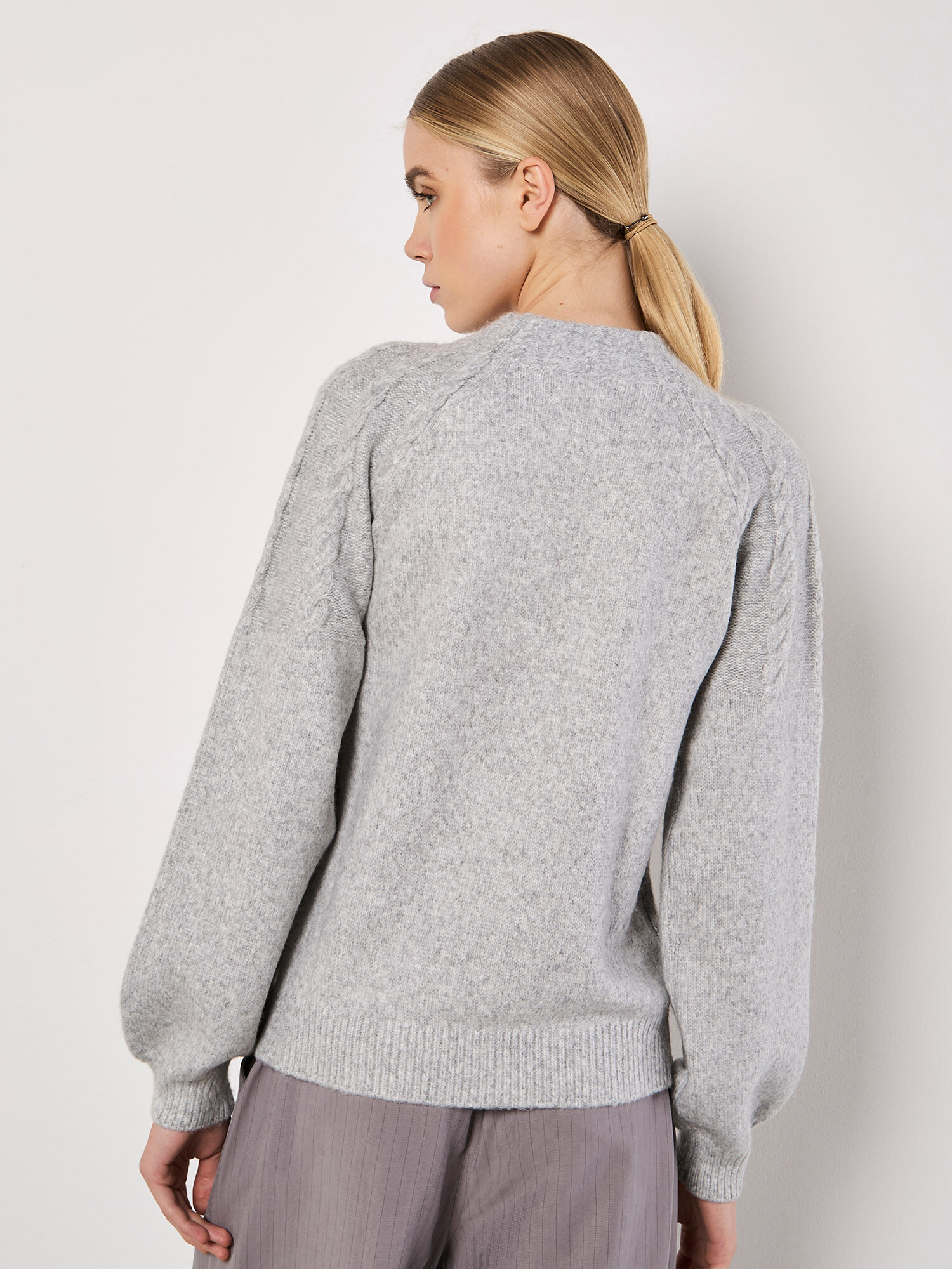 Pearl Embellished Cable Knit Jumper Apricot Clothing