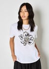 Gold Foil Flower Graphic T-Shirt, White, large