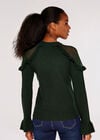 Pull à épaules volantées en maille, Vert, grand