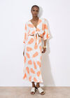 Tropical Leaf Bias Maxi Skirt, Cream, large