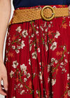 Blossom  Belted Midi Skirt, Red, large