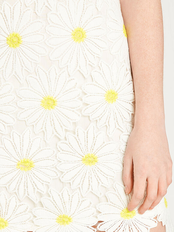 Daisy Lace Sleeveless Shift Dress, Cream, large