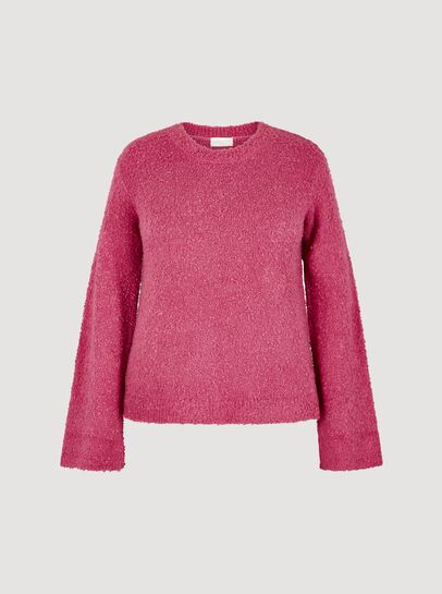 Curve Bell Sleeve Boucle Jumper