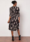 Paint Stroke Shirt Mini Dress, Black, large