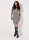 Dogtooth Wrap Bodycon Mini Dress, Black, large