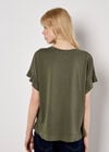 Ruffle Sleeve T-Shirt, Khaki, large