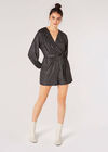 Wickel-Playsuit mit Metallic-Schimmer, Silber, Größe L