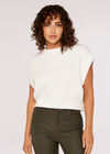 Ribbed Knit Vest, White, large